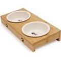 Lycxames - Premium-Futterstation für Katzen – 2 Näpfe für Ihre Katze – weißer Keramiknapf, groß für Wasser und Futter – erhöhter Futternapf als
