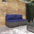 2-tlg. Garten-Lounge-Set, Gartenmöbel, Sitzgruppe Gartenset mit Kissen Poly Rattan Grau LLOAQ504011 Maisonchic