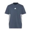 adidas T-Shirt, 3-Streifen-Design, Baumwolle, für Herren, blau, M