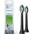 Philips Sonicare Aufsteckbürsten Standard W2 Optimal White HX6064, mit der Bürstenkopferkennung, Standardgröße, schwarz