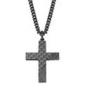 Kreuzkette S.OLIVER "2022635" Halsketten Gr. Edelstahl-Carbon, Länge: 50 cm, schwarz (edelstahlfarben, schwarz) Herren Ketten mit Kreuz