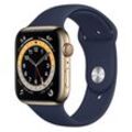 Apple Watch (Series 6) 2020 GPS + Cellular 44 mm - Rostfreier Stahl Gold - Sport loop Blau