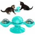 Hiasdfls - Katzen-Windmühle, ptn Lustiges Katzen-Windmühlen-Spielzeug, rotierend mit Katzenminze und LED-Kugel, interaktives Spielzeug,