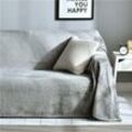 Grauer Bettüberwurf oder Sofaüberwurf, 150 x 200 cm Multifunktions-Plüsch-Sofadecke Hiasdfls
