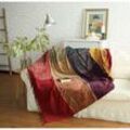 Einzelsofadecke aus Baumwolle, gestrickte Fransendecke, doppelseitiges Patchwork, warme dekorative Decke für Zuhause, Büro, Reisen, Tibetrot, 220 250