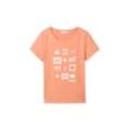 TOM TAILOR DENIM Damen Print T-Shirt mit Bio-Baumwolle, orange, Print, Gr. XXL