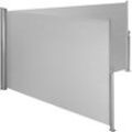 Aluminium Doppel Seitenmarkise ausziehbar mit Aufrollmechanismus - 160 x 600 cm, grau