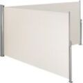 Aluminium Doppel Seitenmarkise ausziehbar mit Aufrollmechanismus - 180 x 600 cm, beige