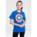 LOGOSHIRT T-Shirt Marvel Comics mit Captain America-Logo, blau