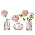HIBNOPN Dekovase 3er-Set Kleine Vasen für Tischdeko Dekorativ Glasvasen Blumenvase Set (3 St)