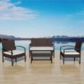 4-tlg. Garten-Lounge-Set Gartenmöbel-Set Terrassen-Sitzgruppe mit Auflagen Poly Rattan Braun ZDEH73847 Maisonchic