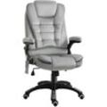 Massage Sessel, Bürostuhl mit Massagefunktion, Gaming Stuhl, höhenverstellbarer Chefsessel, ergonomischer Drehstuhl, PU-Räder, Grau, 67 x 74 x