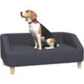 Hundesofa, Haustiersofa Katzensofa Hundebett für mittelgroße und große Hunde, Hundecouch mit Erhöhtem Design, Hundesessel mit Holzbeine, Dunkelgrau,