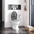 Woltu - Toilettendeckel Klodeckel wc Sitz mit Absenkautomatik, Toilettensitz mit Motiv, Klobrille Montage von oben, Toilettensitz mit