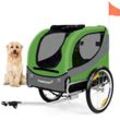 HAPPYPET Hundefahrradanhänger mit Anhängerkupplung - mit Luftreifen, klappbar, Fahrradanhänger Anhänger für Hunde Hundeanhänger Hundebuggy, bis Mittelgroße Hunde, Max. 40 kg LEAVE GRÜN