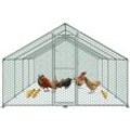 Aufun - Hühnerhaus Outdoor Hühnerstall Dach Geflügelstall, Verzinkter Stahl Kleintierstall Freigehege mit Sonnenschutz Hühnerkäfig,3 x 8 x 2 m