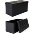 Faltbarer Sitzhocker / Aufbewahrungsbox, Sitzbank aus Kunstleder, 76 x 38 x 38 cm, schwarz - schwarz - Dibea