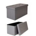 Faltbarer Sitzhocker / Aufbewahrungsbox, Sitzbank aus Kunstleder, 76 x 38 x 38 cm, grau - grau - Dibea