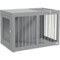 Hundekäfig Hundebox Hundetransportbox, 2 Türen, verriegelbar, Stahlgitter, 80 cm x 50 cm x 56,5 cm, Grau - Grau