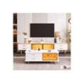 MODFU TV-Schrank Lowboard mit LED-Beleuchtung inkl. (Fernsehschrank TV-Lowboard Sideboard Beistellschrank modern
