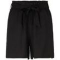 TOM TAILOR DENIM Damen Shorts mit elastischem Bund, schwarz, Logo Print, Gr. S