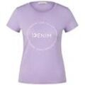 TOM TAILOR DENIM Damen T-Shirt mit Logo Print, lila, Logo Print, Gr. S