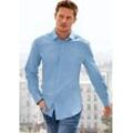 John Devin Langarmhemd mit Kentkragen, aus elastischer Baumwollqualität, blau