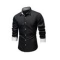 JMIERR Businesshemd Langarm Business Hemden Regular Fit Freizeithemd Schwarz S-2XL (als Jacke offen oder Hemd zugeknöpft zu tragen)