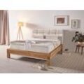 Boxspringbett HOME AFFAIRE "Villads" Komplettbetten Gr. Chenille Polyester Topper Basic, Liegefläche B/L: 160 cm x 200 cm Betthöhe: 55 cm, Gewicht bis: 80 kg + 120 kg H2 + H4, 7-Zonen-Taschen-Federkernmatratze, beige (sabbia) Boxspringbett Boxspringbetten ohne Bettkasten Liegefläche: 160200 cm aus Balkeneiche, Inside-Boxspring-Unterbau