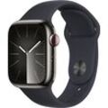 Smartwatch APPLE "Watch Series 9 GPS + Cellular 41mm Edelstahl S/M" Smartwatches grau (graphite) Fitness-Tracker Sport Band