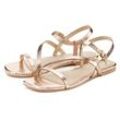 Sandale LASCANA Gr. 36, goldfarben Damen Schuhe Lascana Sandalette, Sommerschuh aus Leder mit modischer Metallic-Optik