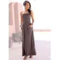Maxikleid LASCANA, Damen, Gr. 34, N-Gr, braun, Jersey, Obermaterial: 95% Viskose, 5% Elasthan, unifarben, modisch, figurbetont bodenlang, ohne Ärmel, Kleider, mit schmalem Oberteil und Taschen, schulterfrei, Sommerkleid, Basic