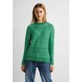 Stehkragenpullover CECIL Gr. L (42), grün (bright green melange) Damen Pullover Rollkragenpullover mit Stehkragen