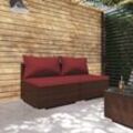 2-tlg. Garten-Lounge-Set, Gartenmöbel, Sitzgruppe Gartenset mit Kissen Poly Rattan Braun LLOAQ806597 Maisonchic