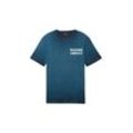 TOM TAILOR Herren T-Shirt mit Textprint, blau, Batikmuster / Tie-Dye Effekt, Gr. XXL