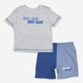 2-teiliges Set aus grauem T-Shirt und blauer Shorts