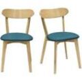 Stühle im Eichen-Vintage und pfauenblaue Sitzfläche (2er-Set) DOVE