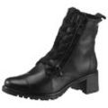 Schnürstiefelette ARA "RONDA" Gr. 5 (38), schwarz Damen Schuhe Reißverschlussstiefeletten mit Strass-Steine, H-Weite