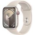 Smartwatch APPLE "Watch Series 9 GPS + Cellular 45mm Aluminium M/L" Smartwatches beige (polarstern) Fitness-Tracker Sport Band