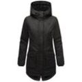 Parka NAVAHOO "Brinjaa" Gr. L (40), schwarz Damen Jacken Lange Modischer Winter Kurzmantel mit zahlreichen Taschen