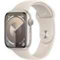 Smartwatch APPLE "Watch Series 9 GPS Aluminium 45mm S/M" Smartwatches beige (polarstern) Fitness-Tracker Sport Band
