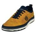 Slip-On Sneaker BUGATTI Gr. 41, gelb (ockerfarben) Herren Schuhe Stoffschuhe Slipper, Freizeitschuh mit aufgesetzter, elastischer Zierschnürung
