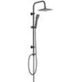 Duschsystem WENKO "Cuadro", schwarz, ABS-Kunststoff, Edelstahl, Messing, Brausegarnituren, mit Regendusche und Handbrause