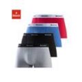 Boxershorts BENCH. Gr. XL, 4 St., bunt (royalblau, grau, meliert, rot, schwarz) Herren Unterhosen in Hipster-Form mit kontrastfarbenem Bund