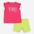 2-teiliges Set aus pinkem T-Shirt und grüner Shorts