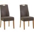 Esszimmerstuhl NIEHOFF SITZMÖBEL "Top Chairs", grau (graphit), B:45cm H:97cm T:57cm, Stühle, Griff im Rücken, 2er-Set, Füße und Griff massive Eiche