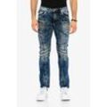 Bequeme Jeans CIPO & BAXX Gr. 29, Länge 32, blau (dunkelblau) Herren Jeans mit trendigen Ziernähten in Straight-Fit