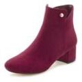 Stiefelette LASCANA Gr. 35, rot (bordeau) Damen Schuhe Stiefelette Ankleboots Reißverschlussstiefeletten mit bequemen Blockabsatz, Ankle Boots, Stiefel VEGAN