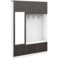 Garderobenschrank BORCHARDT MÖBEL "Kompakta", weiß (weiß matt, graphit hochglanz), B:140cm H:202cm T:36cm, Holzwerkstoff, Schränke, Garderobenschrank, Höhe 202 cm, Topseller