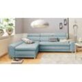 Ecksofa SIT & MORE "Riva L-Form", blau (aqua), B:272cm H:92cm T:169cm, Flachgewebe (100% Polyester), Luxus-Microfaser (100% Polyester), Struktur (100% Polyester), Sofas, inklusive Kopteilverstellung, wahlweise mit Bettfunktion